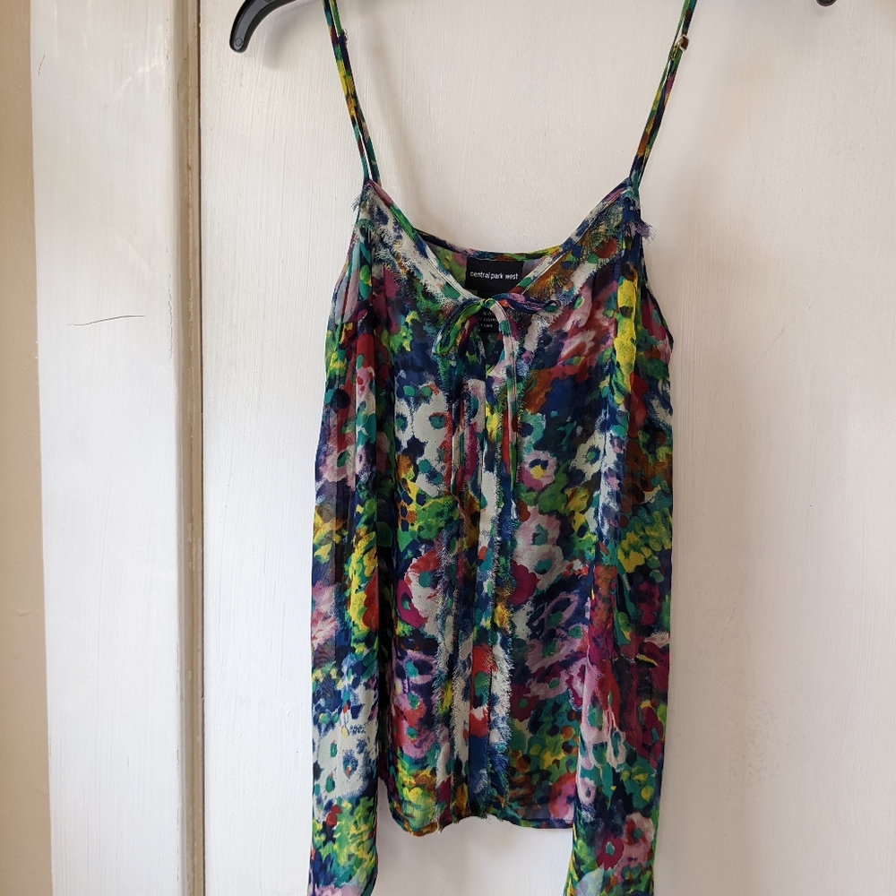 Floral flowy tank top women colorful vibrant loose adjustable
